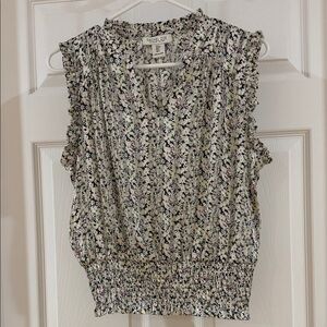Rachel Zoe Women's Floral Ruffle Top - Black and White